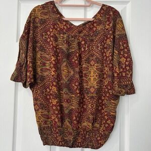 Karma Highway Boho Paisley Open Back Tassel Tie Top‎ Festival Indie Gypsy NWOT